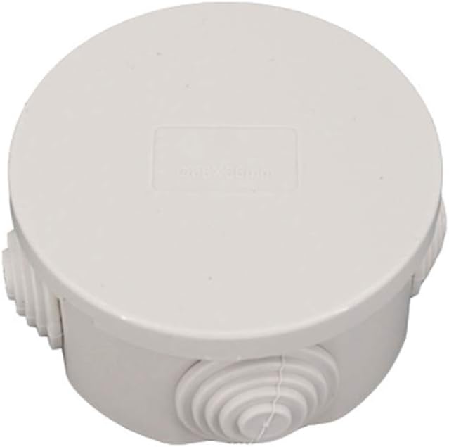 Pack of 10 - 63mm X 35mm Round Junction box IP44 with 4 knockouts