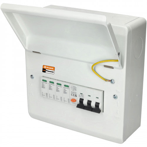 SURGE POWERBOX IP40 Metal Three phase 4P SPD + 4P RCBO - Solar / EV Consumer Unit