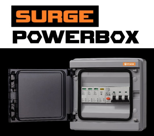 SURGE POWERBOX IP65 Plastic Three phase 4P SPD + 4P RCBO - Solar / EV Consumer Unit