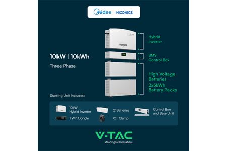 HICONICS 10KW HYBRID INVERTER THREE PHASE ALL IN ONE WITH WIFI MODULE AND BATTERY 10kWh