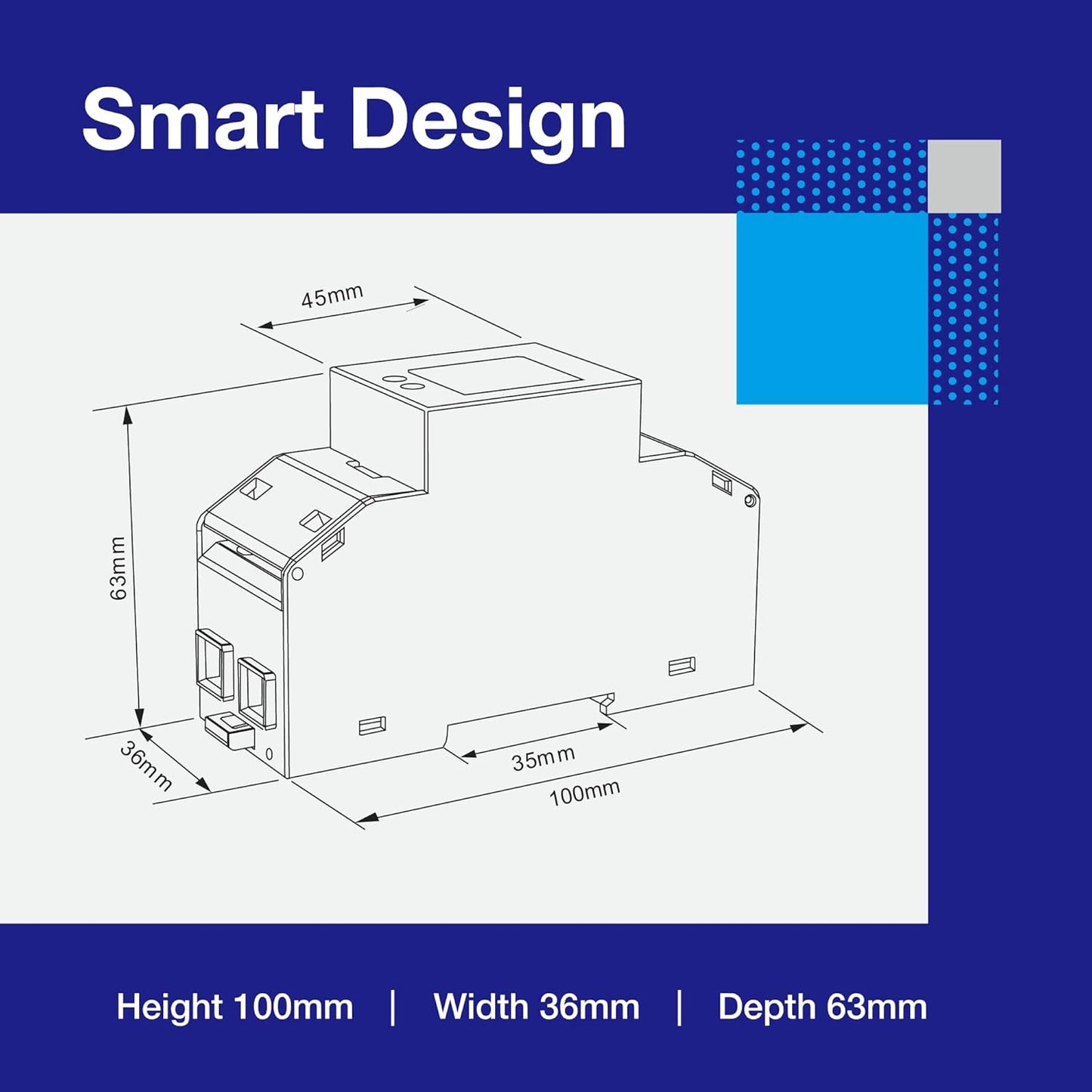Eastron SDM210-DR-MID Single Phase Only, Electric Energy Meter - 100A Input, Fixed pulsed Output 1000imp/kWh