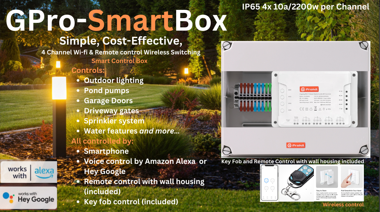 G-Pro Smart-Box 4-channel Wi-fi/Remote Control Wireless Switching IP65