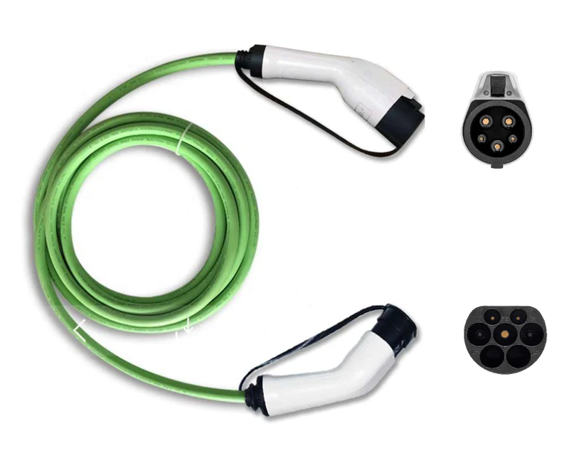 Type 1 EV Charging Cable | 32amp 7.4kW | Green or Black | 3, 5, 7.5 or 10 metres | Single Phase