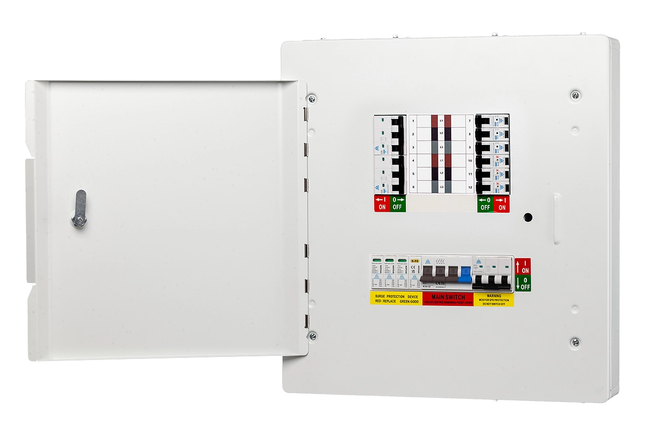 WCED 6 Way TPN Distribution Board c/w 4P 125A Main Switch + 4P SPD + 3P/32A MCB