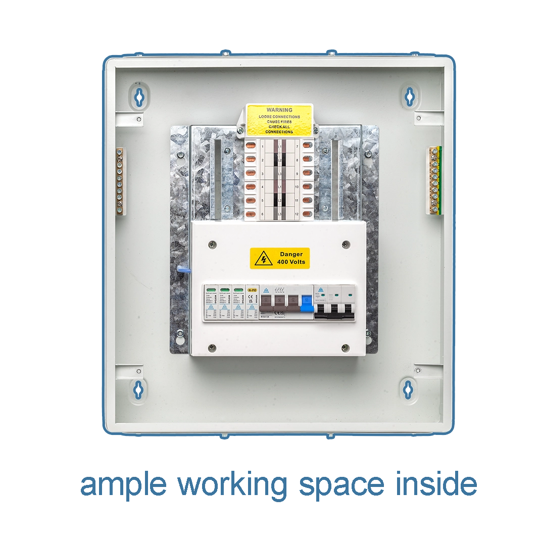 WCED 6 Way TPN Distribution Board c/w 4P 125A Main Switch + 4P SPD + 3P/32A MCB