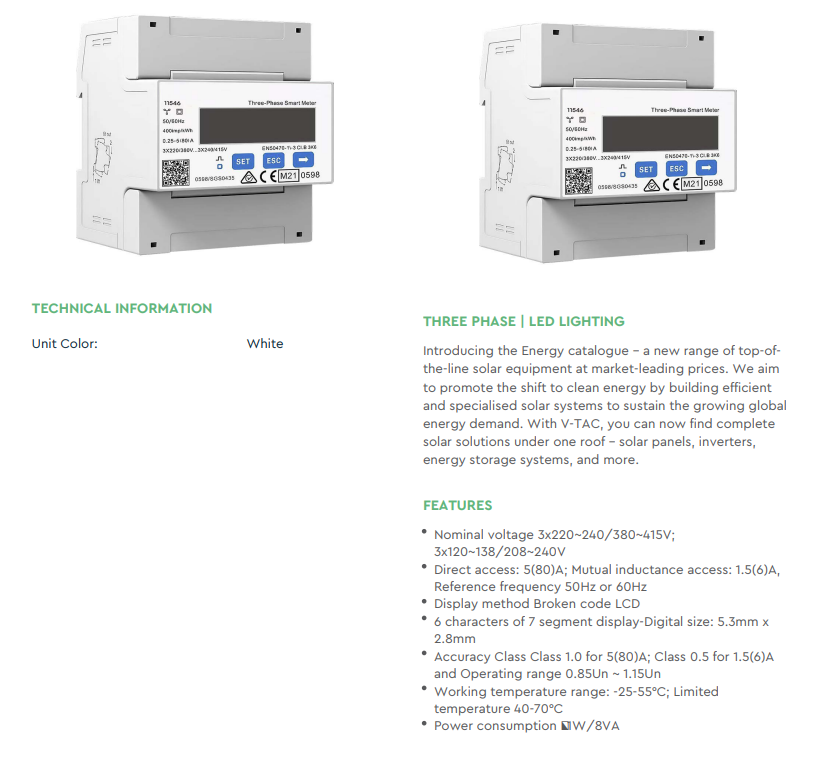 VT-DTSU666 SMART METER 3X230/400V 5(80)A RS485 4P MID