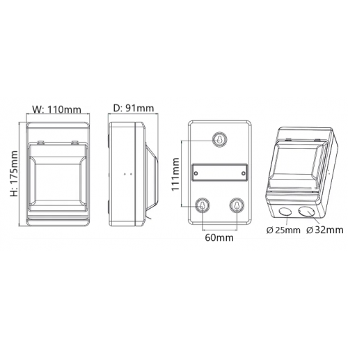 SURGE POWERBOX 3-Phase Surge protection in IP40 Metal Enclosure, Comes with 4 pole Surge protector