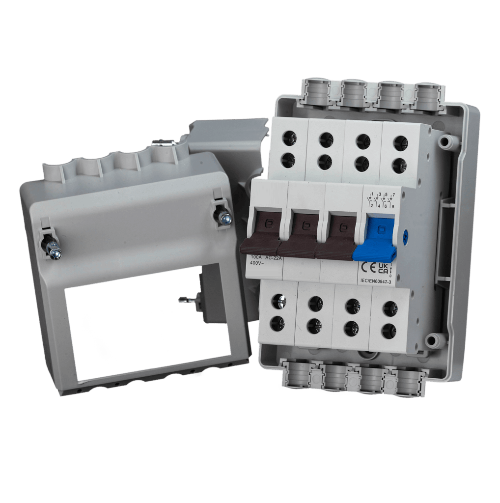 WCED WEC44100 Plastic Enclosure IP20 c/w 4P 100A Main Switch