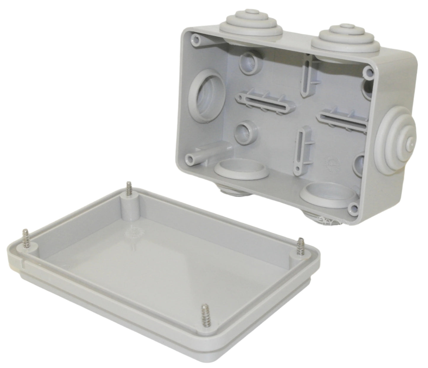 Pack of 10 - 190mm X 140mm X 70mm Grey Rectangular Junction box with knockouts IP55