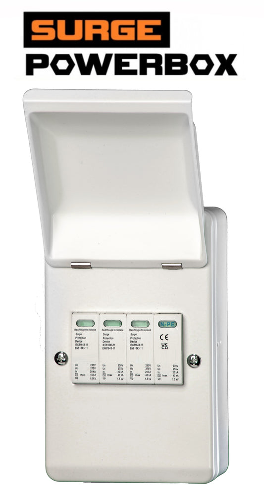 SURGE POWERBOX 3-Phase Surge protection in IP40 Metal Enclosure, Comes with 4 pole Surge protector