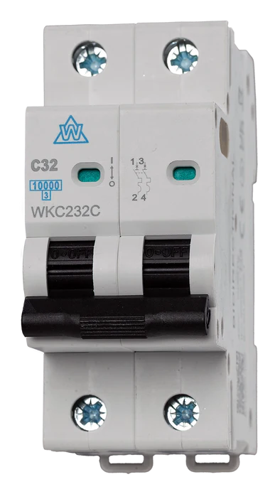 WCED 2-pole 10kA MCB 6-63A B/C/D Curve - WKC