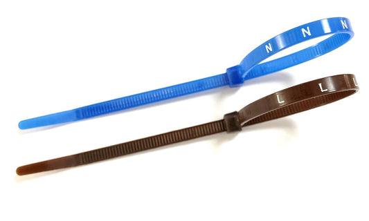 Printed Electrical Metering Cable Ties - L / N - Blue / Brown  - 100 per pack
