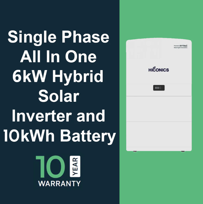 HICONICS 6KW HYBRID INVERTER SINGLE PHASE ALL IN ONE WITH WIFI MODULE AND BATTERY 10kWh