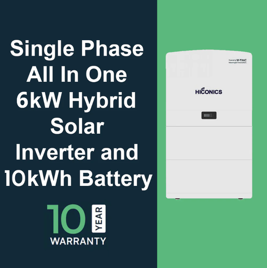 HICONICS 6KW HYBRID INVERTER SINGLE PHASE ALL IN ONE WITH WIFI MODULE AND BATTERY 10kWh