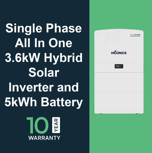 HICONICS 3.6KW HYBRID INVERTER SINGLE PHASE ALL IN ONE WITH WIFI MODULE AND BATTERY 5kWh