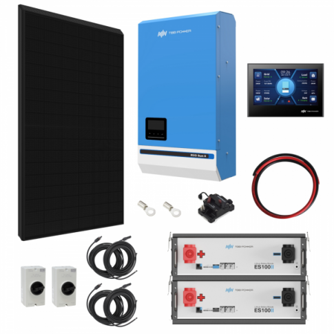 TBB Power 2.58kW 48V Complete Off-grid solar power system with 6 x 430W Sharp solar panels, 5kW TBB Power RIIOSUN hybrid inverter and 2 x TBB Power ES100II 105Ah batteries with mounting brackets