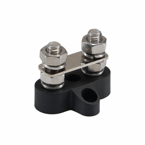 150A 48V black 2 way copper busbar with M8 terminals