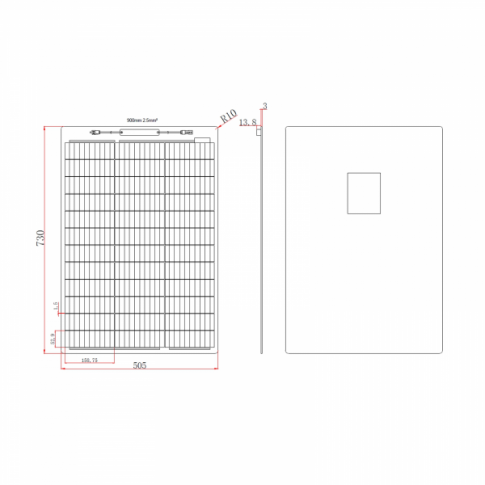 60W black semi-flexible fibreglass solar panel with durable ETFE coating