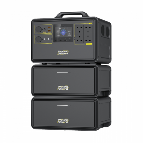 2400W 6720Wh portable power station set with two expansion batteries