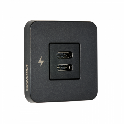 Scanstrut SC-TILE-20 Dual USB-C Interiors Charging Socket 12V/24V - Black Bezel