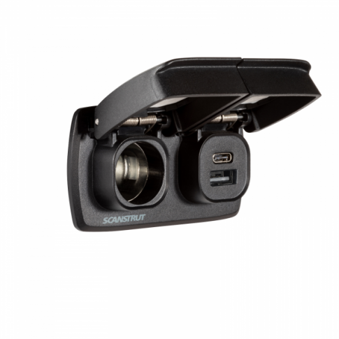 Scanstrut SC-MULTI-F2 Flip Pro Duo USB-A, USB-C and 12V Power Socket ??“ 12V/24V Marine & RV Waterproof Fast Charger