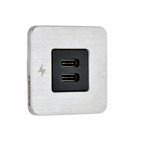 Scanstrut SC-TILE-21 Dual USB-C Interiors Charging Socket 12V/24V - Stainless Steel Bezel