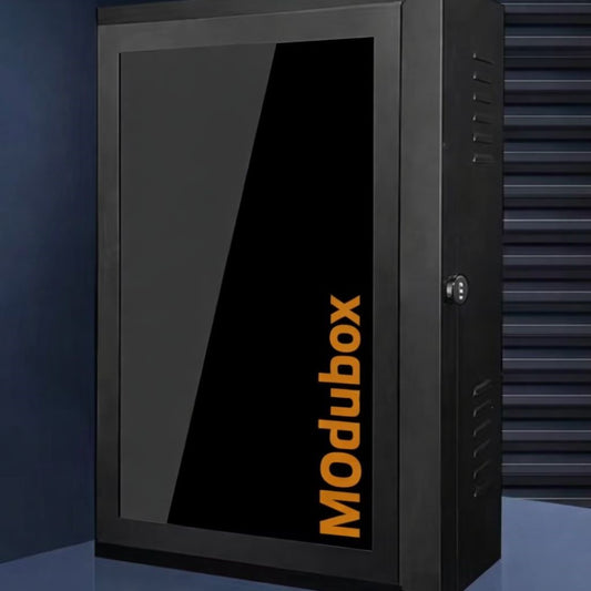 Modubox TM - Black Vented Glass-fronted Enclosure for Solar Power Systems
