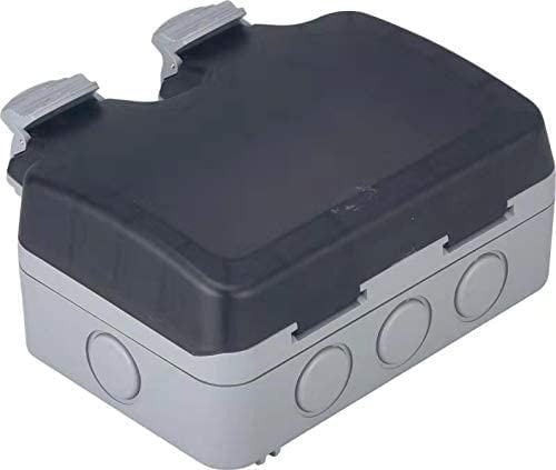 Electrical Double Weatherproof Outdoor Switched Power Socket, IP66 Rated, 13 Amp WPS213 Grey