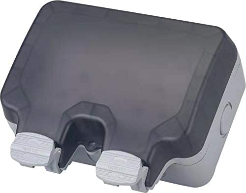 Electrical Double Weatherproof Outdoor Switched Power Socket, IP66 Rated, 13 Amp WPS213 Grey
