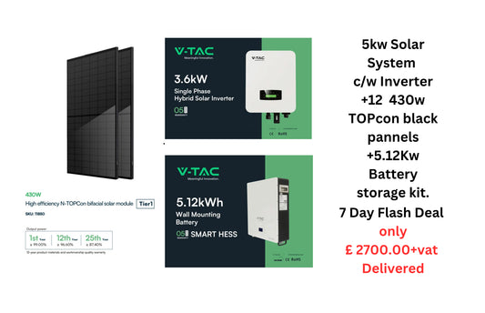 5KW Solar Kit Inverter/Battery Storage /12x 430w Top-con Panels delivery included