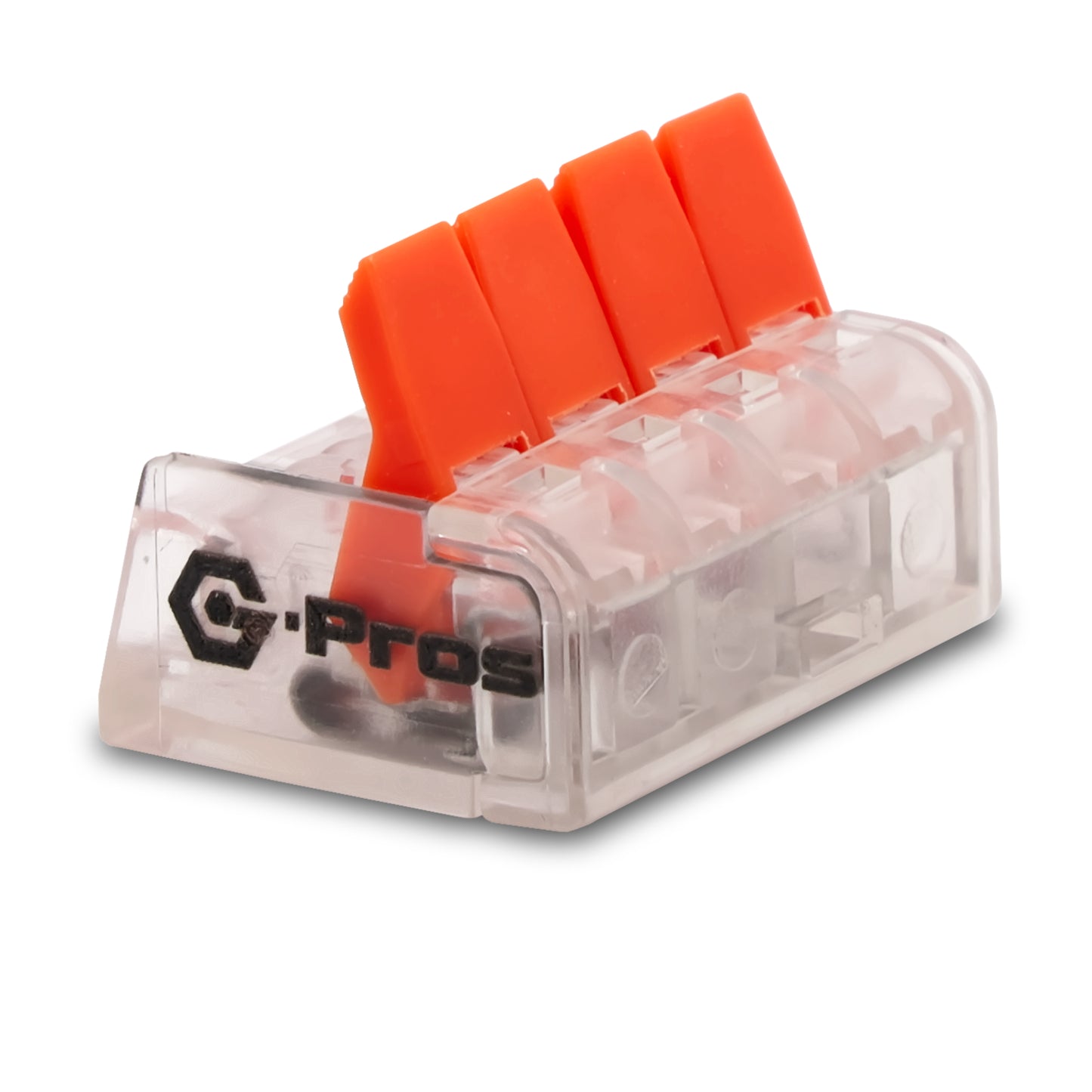 CLEARANCE - G-Pros 4mm lever connectors, 32A, 400V, clear shell, with test port