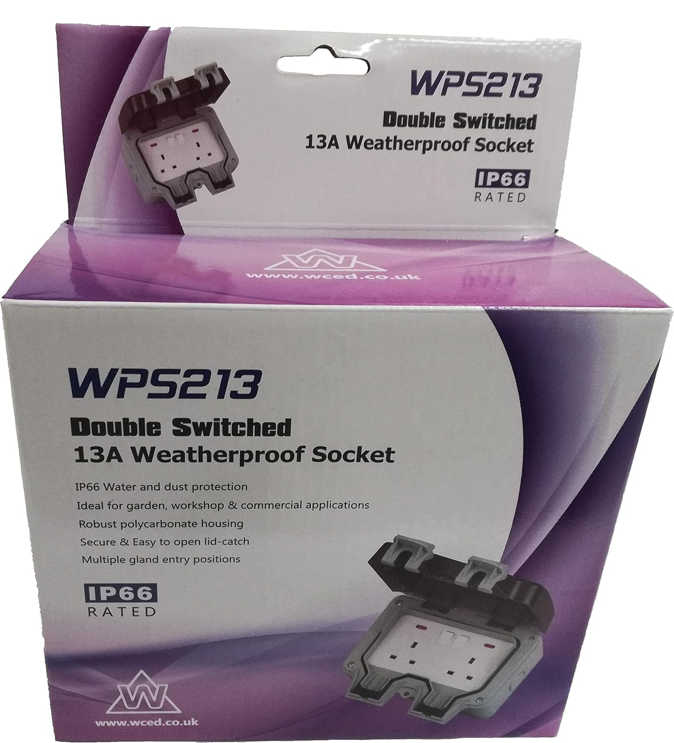 Electrical Double Weatherproof Outdoor Switched Power Socket, IP66 Rated, 13 Amp WPS213 Grey