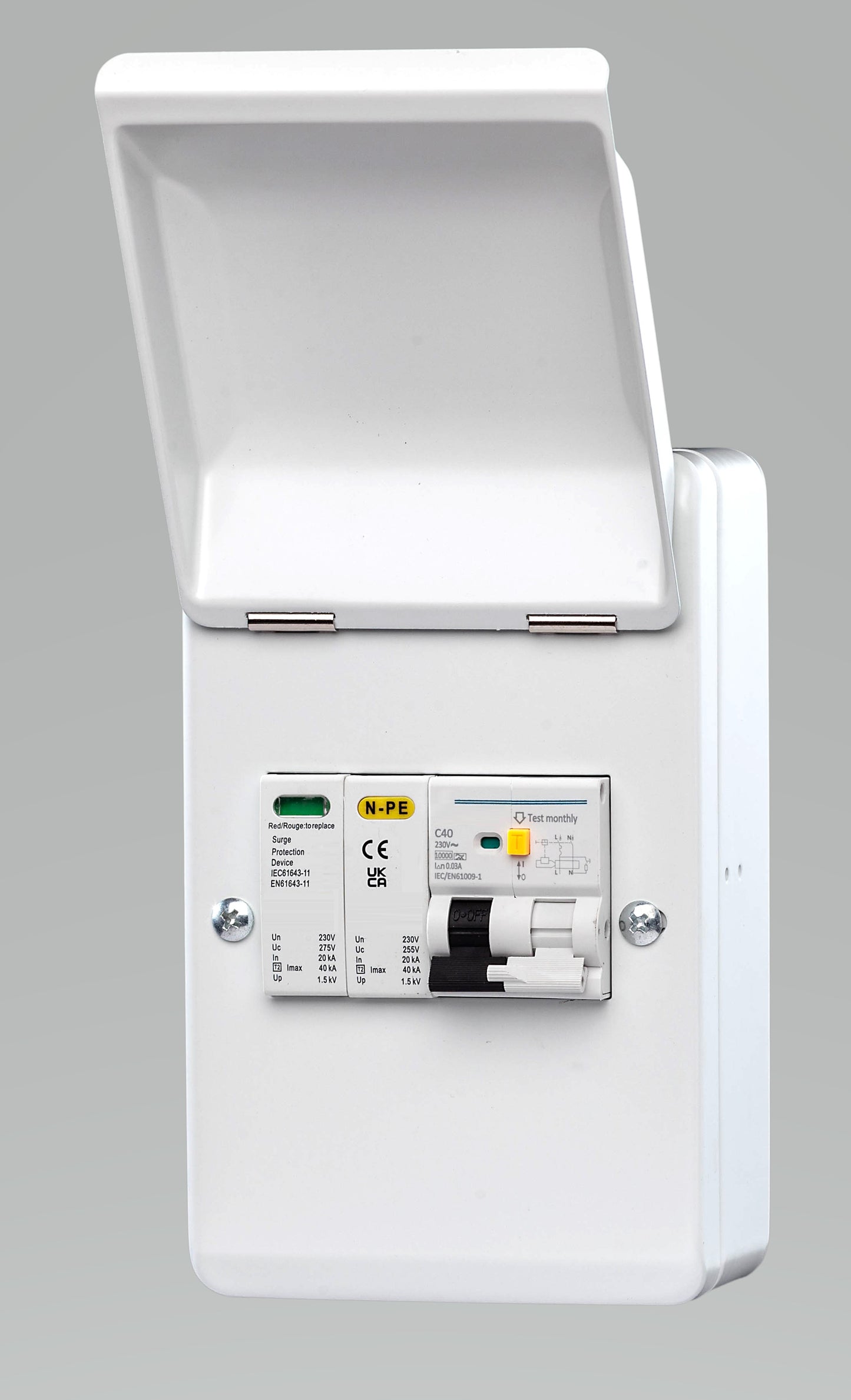 EV POWERBOX 4-way metal IP40 A-Type Bi-Directional RCBO and Surge Protection Unit for Electric Vehicle Charging