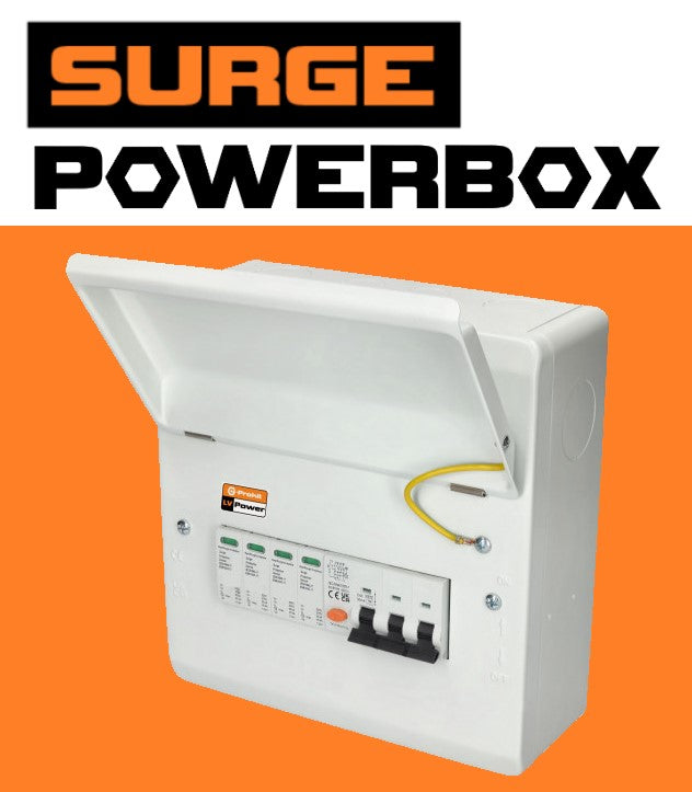 SURGE POWERBOX IP40 Metal Three phase 4P SPD + 4P RCBO - Solar / EV Consumer Unit