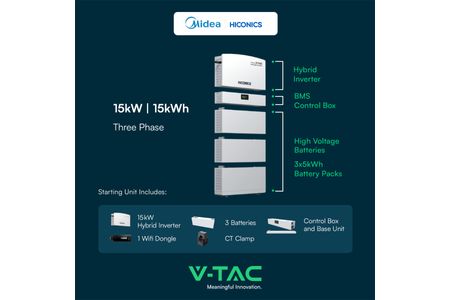 HICONICS 15KW HYBRID INVERTER THREE PHASE ALL IN ONE WITH WIFI MODULE AND BATTERY 15kWh