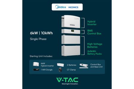 HICONICS 6KW HYBRID INVERTER SINGLE PHASE ALL IN ONE WITH WIFI MODULE AND BATTERY 10kWh