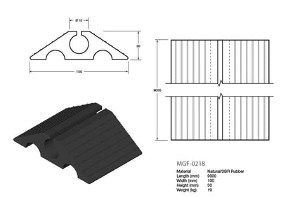 EV Cable Floor Cover Protector | Flexible Anti Trip Suitable for Light Vehicles | 1, 3, 6 & 9 metres