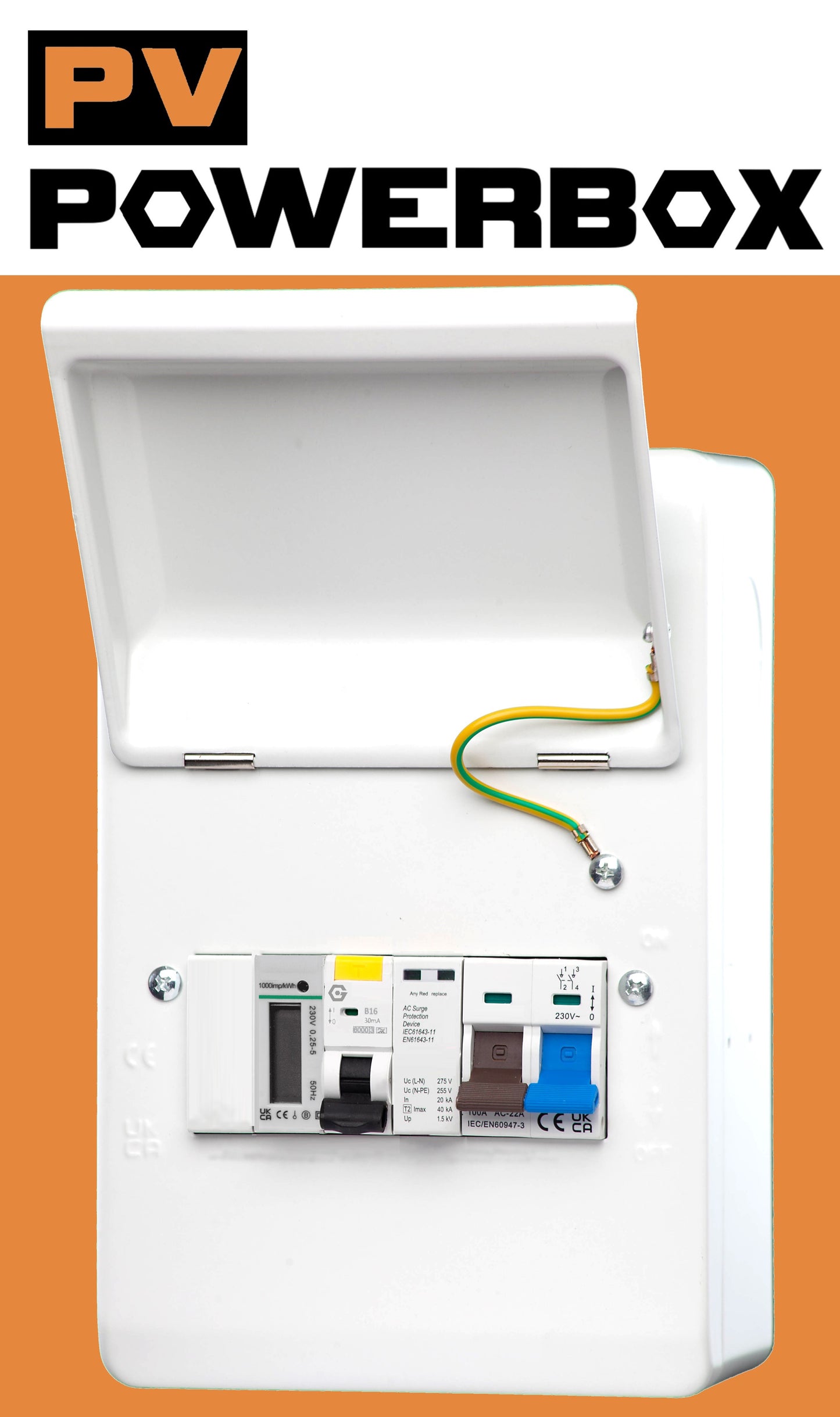 PV POWERBOX IP40 Metal Solar / EV Consumer Unit with Import/Export Meter, RCBO and SPD