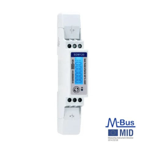 Eastron SDM120-MODBUS-MID RS485 Modbus Single Phase, Electric Energy Meter - Pulse Output 1 1000imp/kWh Electricity Meter - 1U Din Rail-Mounted kWh Meter 45A
