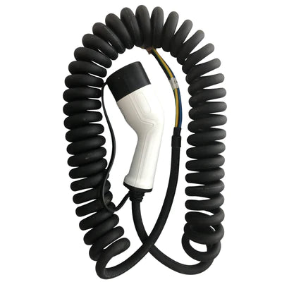 Type 2 Coiled Tethered EV Cable | 5 metres Pre Coiled | Single Phase