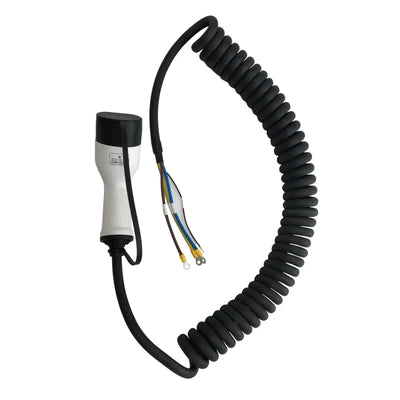 Type 2 Coiled Tethered EV Cable | 5 metres Pre Coiled | Single Phase