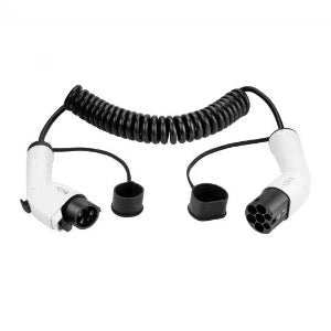 Type 1 EV Coiled Charging Cable | 16 amp | Green or Black | 7.5 metres | Single Phase