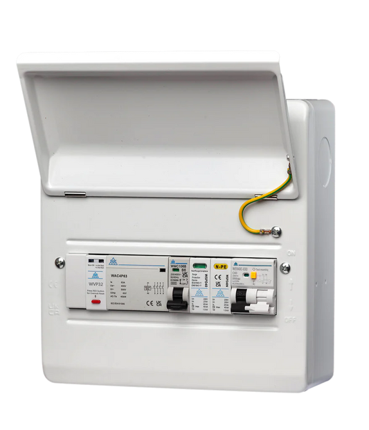 PME FAULT DETECTION METAL CONSUMER UNIT WITH RCBO AND SURGE - WMEPME10SP