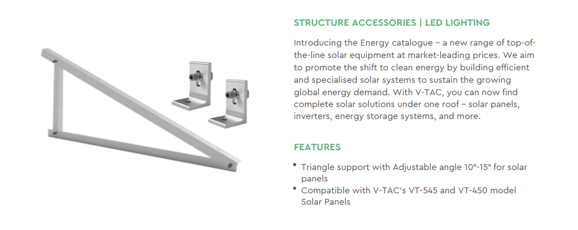 TRIANGLE SUPPORT WITH ADJUSTABLE ANGLE 10°-15° FOR VT-450 & VT-545