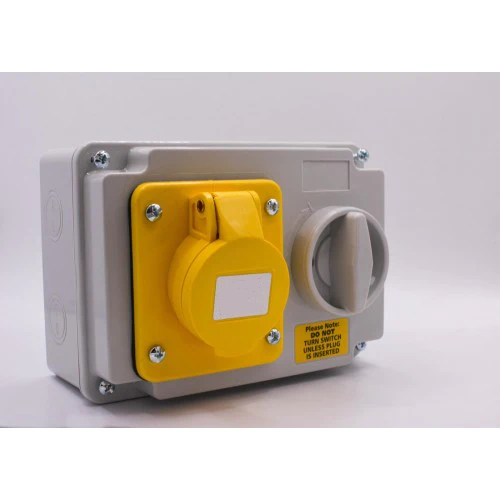 Interlocking Switch - 110V - 32A - YELLOW - 3PIN (2PIN +E)