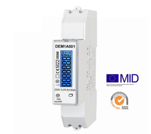100A Single Phase MID Certified kWh Meter DEM1A001 - MID approved