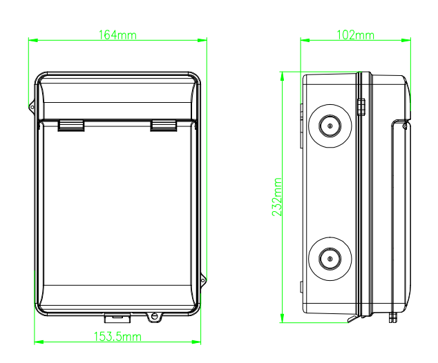 EV POWERBOX IP65 Metal, Black - 5 module IP65 Metal EV Enclosure with A Type Bi-Directional RCBO and SPD