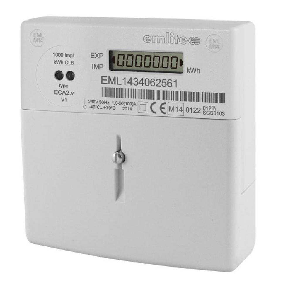 Emlite 1-ph Bi-Directional generation meter 100A (1000 pulse/kWh) incl. Cover