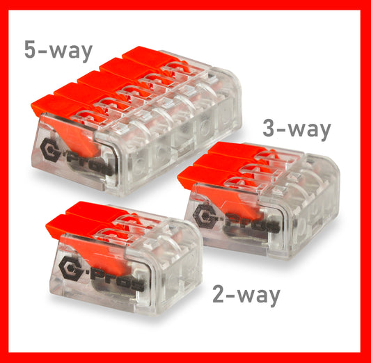 CLEARANCE - G-Pros 4mm lever connectors, 32A, 400V, clear shell, with test port