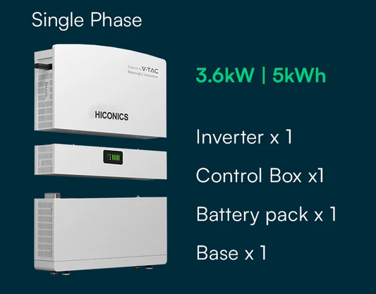 HICONICS 3.6KW HYBRID INVERTER SINGLE PHASE ALL IN ONE WITH WIFI MODULE AND BATTERY 5kWh